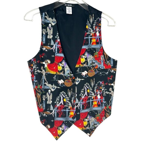 NWOT - Vintage 111‎ Main Halloween Vest With Gothic Print -  Size Medium - Picture 1 of 7
